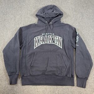 Champion Reverse Weave Hoodie Mens Medium Blue Seattle Kraken NHL‎ Hockey Sports